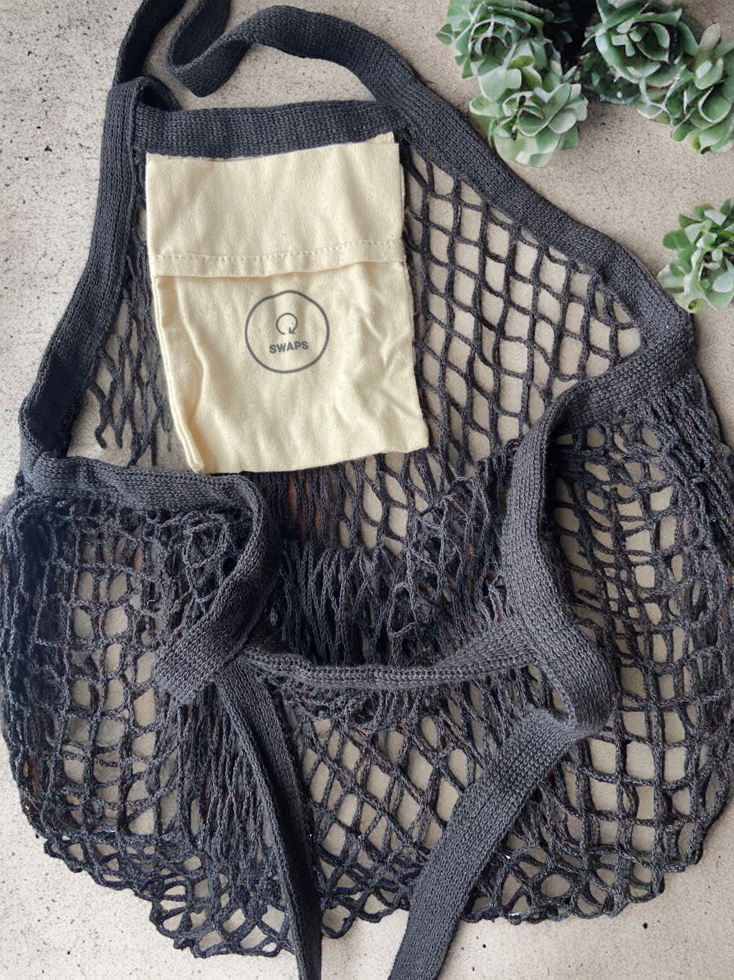 Black Cotton Net Bag