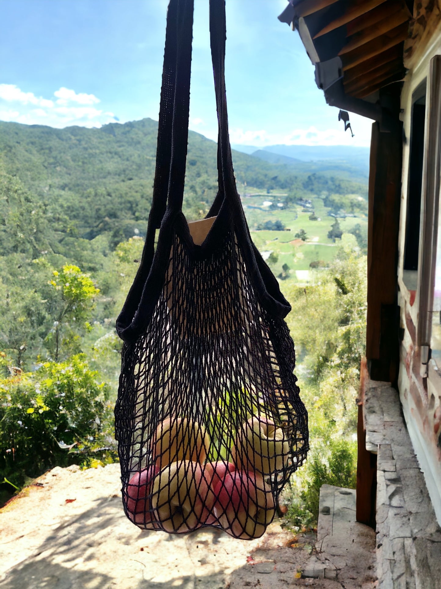 Black Cotton Net Bag